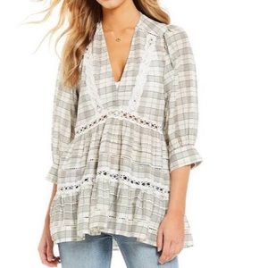 NWT Free People Time Out Lace Trim Tunic Top